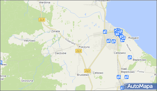 mapa Połczyno gmina Puck, Połczyno gmina Puck na mapie Targeo
