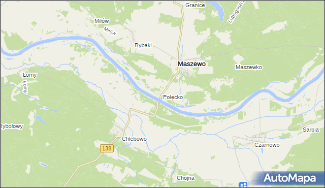 mapa Połęcko gmina Maszewo, Połęcko gmina Maszewo na mapie Targeo