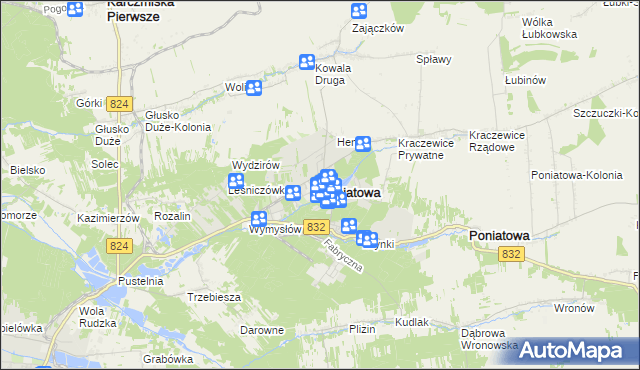 mapa Poniatowa powiat opolski, Poniatowa powiat opolski na mapie Targeo