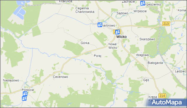 mapa Poraj gmina Wicko, Poraj gmina Wicko na mapie Targeo