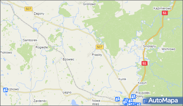 mapa Praslity, Praslity na mapie Targeo