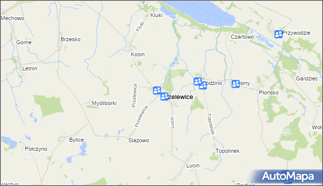 mapa Przelewice powiat pyrzycki, Przelewice powiat pyrzycki na mapie Targeo