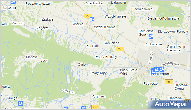 mapa Psary-Podłazy, Psary-Podłazy na mapie Targeo