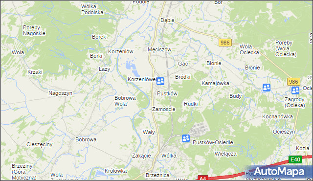 mapa Pustków gmina Dębica, Pustków gmina Dębica na mapie Targeo