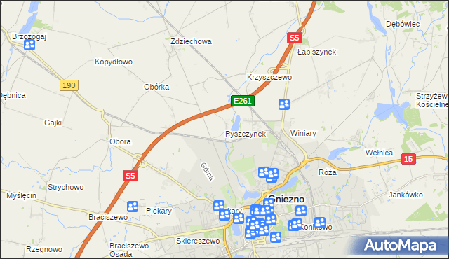 mapa Pyszczynek, Pyszczynek na mapie Targeo