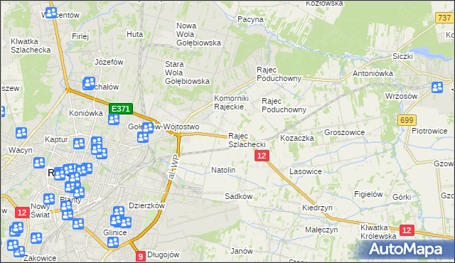 mapa Rajec Szlachecki, Rajec Szlachecki na mapie Targeo