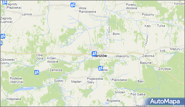 mapa Raniżów, Raniżów na mapie Targeo