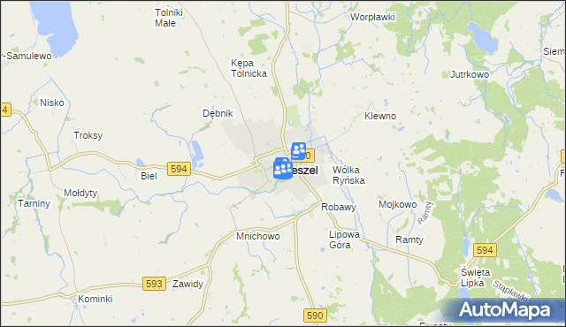 mapa Reszel, Reszel na mapie Targeo