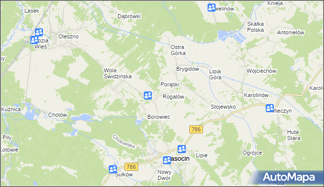 mapa Rogalów gmina Krasocin, Rogalów gmina Krasocin na mapie Targeo