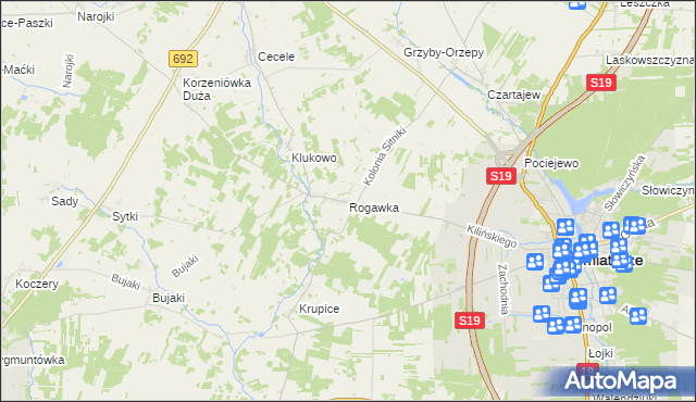 mapa Rogawka, Rogawka na mapie Targeo