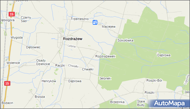 mapa Rozdrażewek gmina Rozdrażew, Rozdrażewek gmina Rozdrażew na mapie Targeo