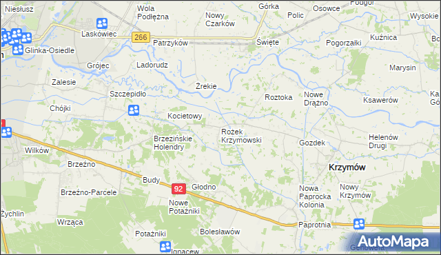 mapa Rożek Krzymowski, Rożek Krzymowski na mapie Targeo