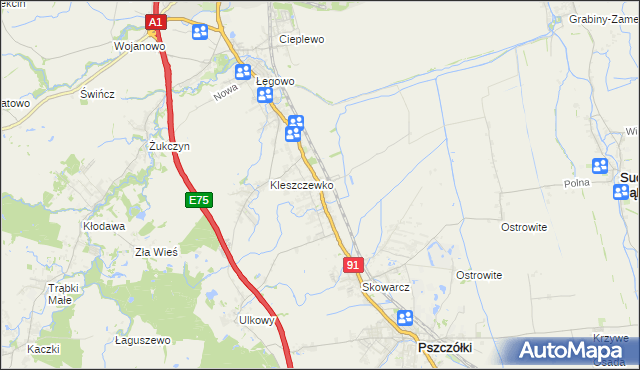 mapa Różyny, Różyny na mapie Targeo
