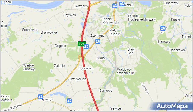 mapa Ruda gmina Grudziądz, Ruda gmina Grudziądz na mapie Targeo