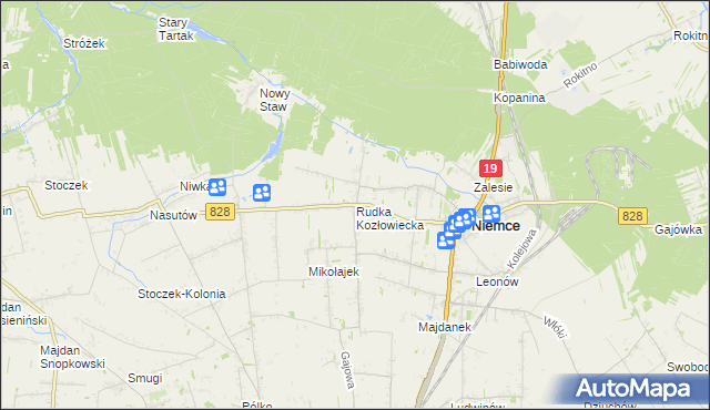 mapa Rudka Kozłowiecka, Rudka Kozłowiecka na mapie Targeo