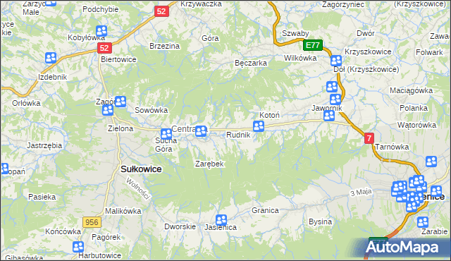 mapa Rudnik gmina Sułkowice, Rudnik gmina Sułkowice na mapie Targeo