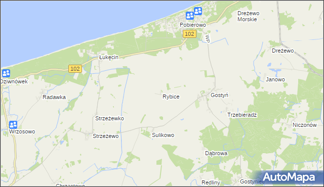mapa Rybice, Rybice na mapie Targeo