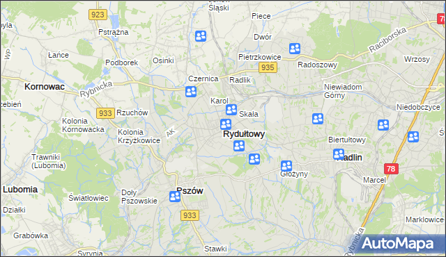 mapa Rydułtowy, Rydułtowy na mapie Targeo