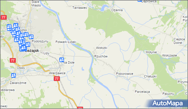 mapa Rzuchów gmina Leżajsk, Rzuchów gmina Leżajsk na mapie Targeo