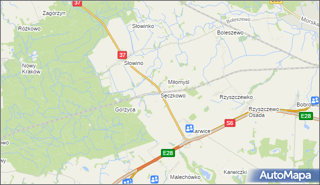 mapa Sęczkowo gmina Malechowo, Sęczkowo gmina Malechowo na mapie Targeo