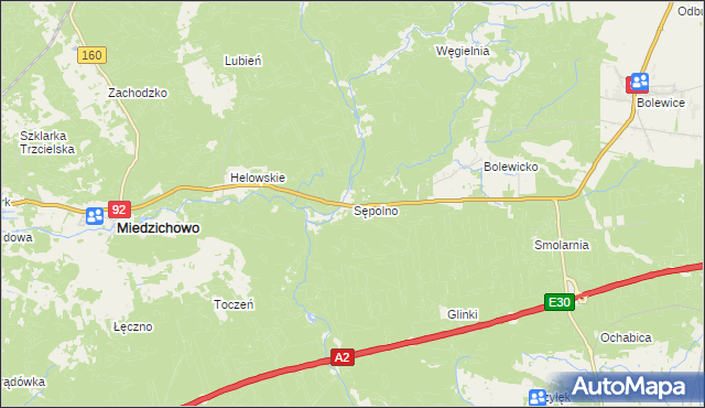mapa Sępolno gmina Miedzichowo, Sępolno gmina Miedzichowo na mapie Targeo