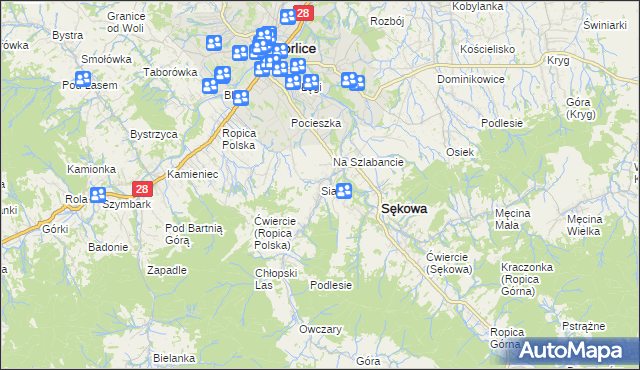 mapa Siary, Siary na mapie Targeo