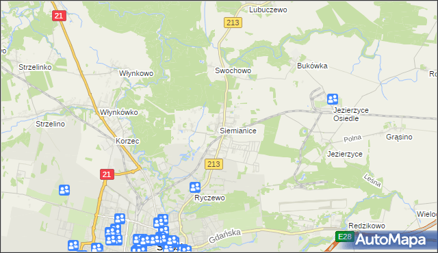 mapa Siemianice gmina Słupsk, Siemianice gmina Słupsk na mapie Targeo