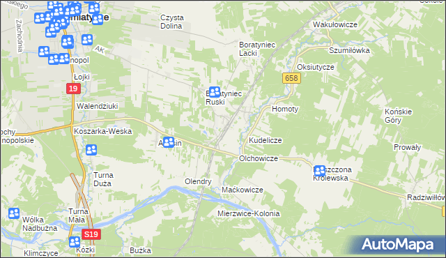 mapa Siemiatycze-Stacja, Siemiatycze-Stacja na mapie Targeo