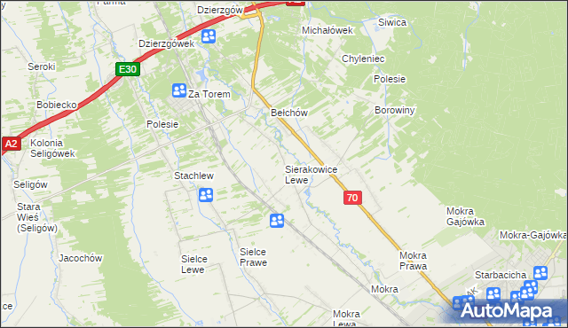 mapa Sierakowice Lewe, Sierakowice Lewe na mapie Targeo
