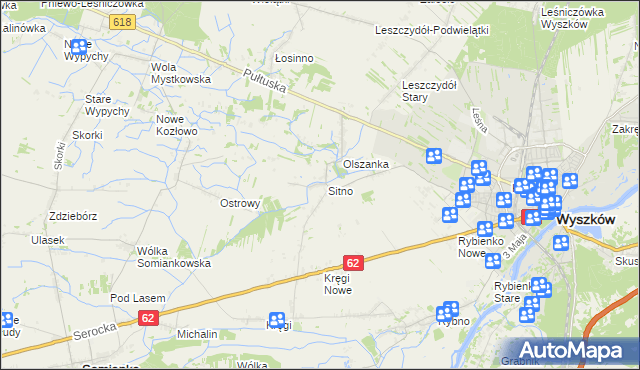 mapa Sitno gmina Wyszków, Sitno gmina Wyszków na mapie Targeo