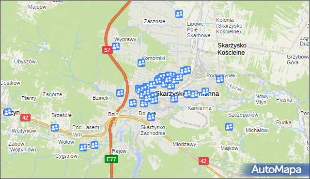 mapa Skarżysko-Kamienna, Skarżysko-Kamienna na mapie Targeo