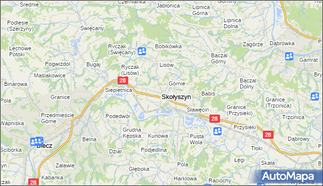 mapa Skołyszyn, Skołyszyn na mapie Targeo