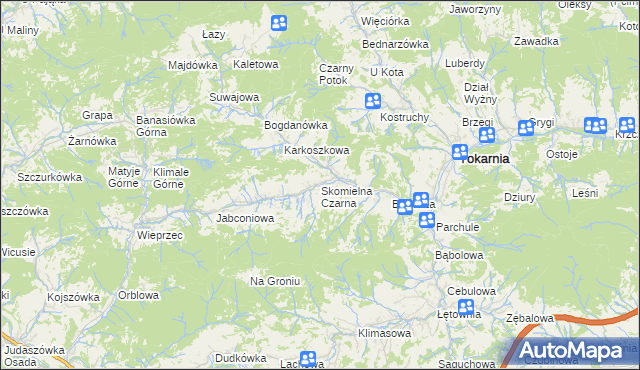 mapa Skomielna Czarna, Skomielna Czarna na mapie Targeo