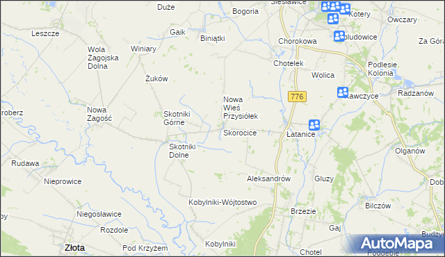 mapa Skorocice, Skorocice na mapie Targeo