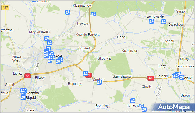 mapa Skotnica gmina Praszka, Skotnica gmina Praszka na mapie Targeo