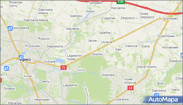 mapa Skotniki gmina Zgierz, Skotniki gmina Zgierz na mapie Targeo