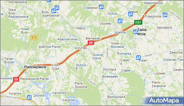 mapa Słubica Dobra, Słubica Dobra na mapie Targeo