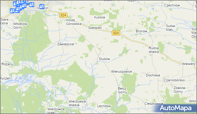 mapa Ślubów gmina Góra, Ślubów gmina Góra na mapie Targeo