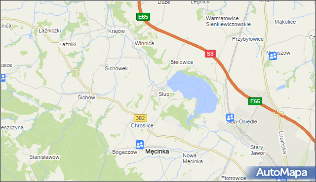 mapa Słup gmina Męcinka, Słup gmina Męcinka na mapie Targeo