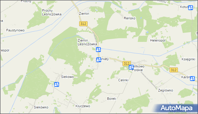 mapa Śniaty gmina Wielichowo, Śniaty gmina Wielichowo na mapie Targeo