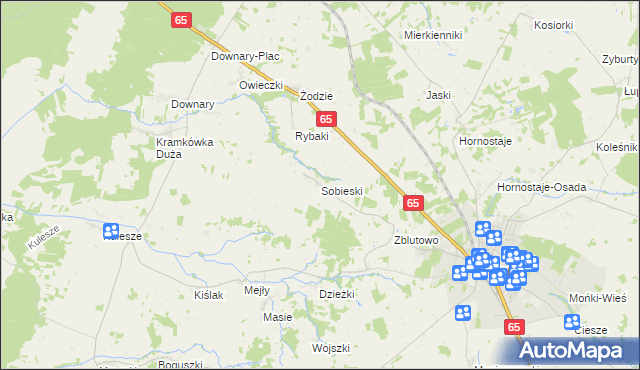 mapa Sobieski gmina Mońki, Sobieski gmina Mońki na mapie Targeo