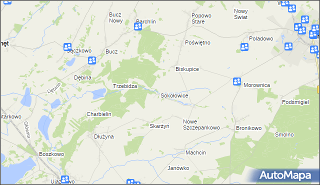 mapa Sokołowice gmina Przemęt, Sokołowice gmina Przemęt na mapie Targeo