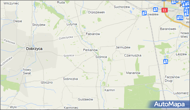 mapa Sośnica gmina Dobrzyca, Sośnica gmina Dobrzyca na mapie Targeo