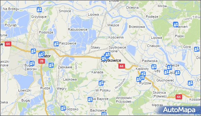 mapa Spytkowice powiat wadowicki, Spytkowice powiat wadowicki na mapie Targeo