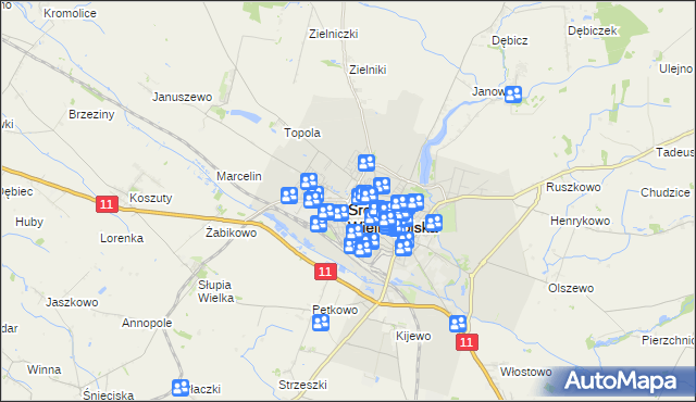 mapa Środa Wielkopolska, Środa Wielkopolska na mapie Targeo