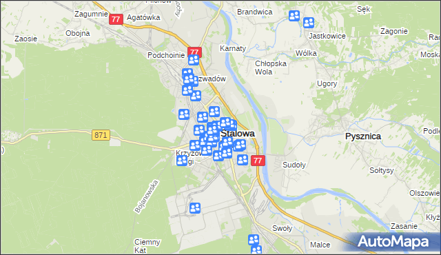 mapa Stalowa Wola, Stalowa Wola na mapie Targeo