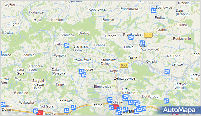 mapa Stanisław Dolny, Stanisław Dolny na mapie Targeo