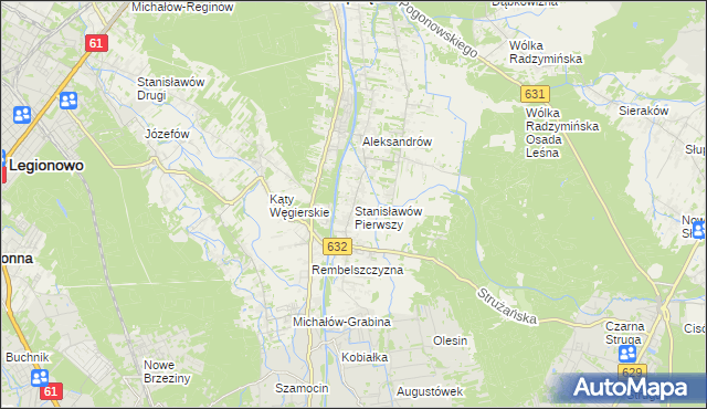 mapa Stanisławów Pierwszy gmina Nieporęt, Stanisławów Pierwszy gmina Nieporęt na mapie Targeo