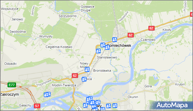 mapa Stanisławowo gmina Pomiechówek, Stanisławowo gmina Pomiechówek na mapie Targeo