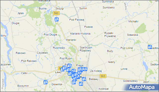 mapa Starorypin Rządowy, Starorypin Rządowy na mapie Targeo